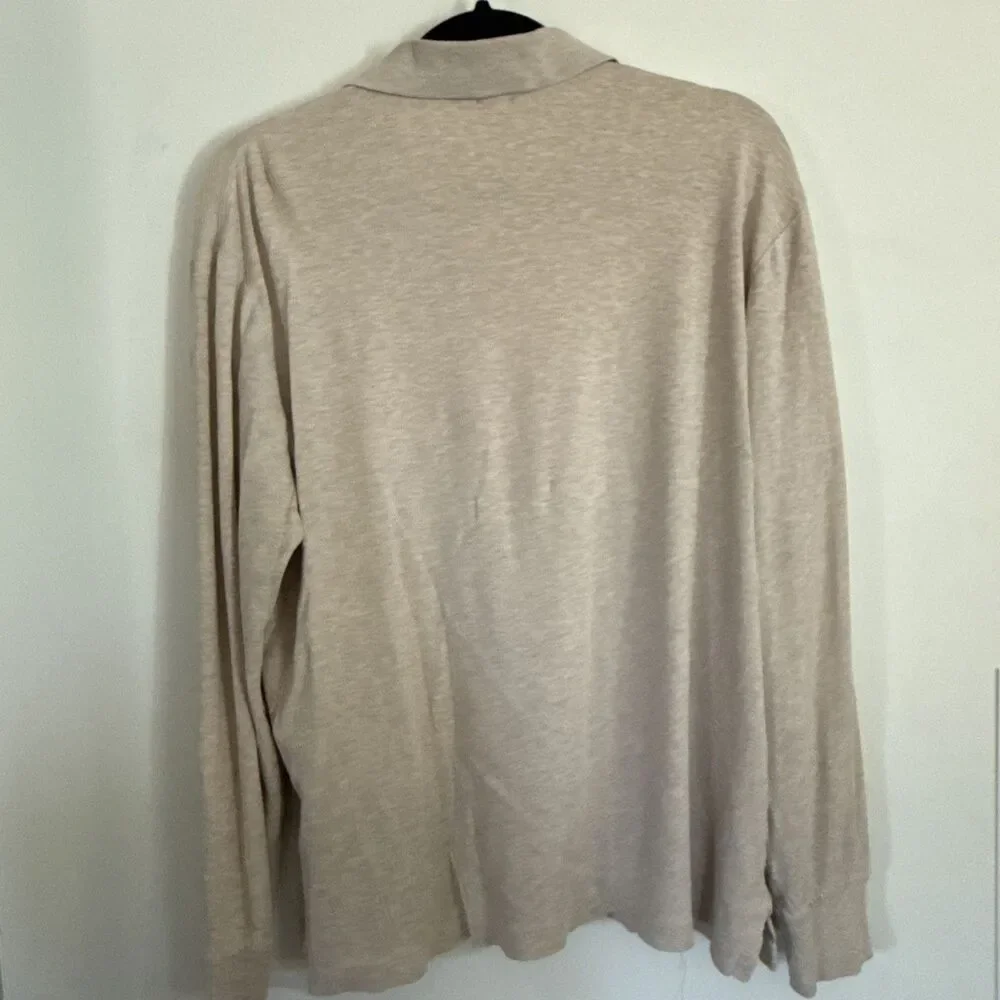 Polo Ralph Lauren Polo Shirt Mens L Tan Classic Fit LS Flesh Pony 100% Cotton
